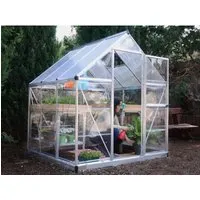 Canopia by Palram Gewächshaus klein Hybrid 6x6 - Aluminium Silber mit UV-beständigen Polycarbonatplatten - Garten-Zubehör: Robust und lichtdurchlässig, schützt Ihre Pflanzen vor Frost und UV-Strahlen. Mit abschließbarer Tür und 5 Jahren Garantie.