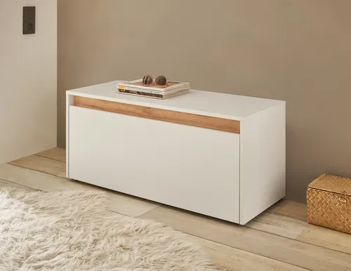 INOSIGN Schuhbank GIRON/CiTY - Schuhschrank mit Klappe und Sitzbank in Wotan Eiche, bietet viel Stauraum für ca. 8 Paar Schuhe und ist ideal für einen organisierten Eingangsbereich.