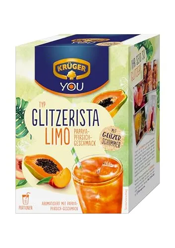 KRÜGER Glitzerista Limo Papaya-Pfirsich, mit echtem Glitzer-Schimmer, 200g (10x 20g Sachets)