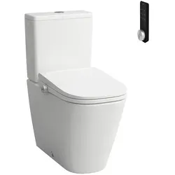 LAUFEN Cleanet Meda Stand-WC Kombination mit Dusch-WC Aufsatz - Moderne Stand-WC Kombination mit Dusch-WC Aufsatz, inklusive Silent Flush für leises Spülen. Ideal für komfortable Hygiene und stilvolles Badezimmerdesign.