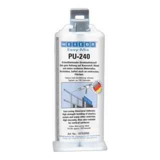 Easy-Mix PU-240 | Hochfester Polyurethan-Klebstoff mit 240 Sekunden Topfzeit - Klebeprodukte | Witterungs- und chemikalienbeständig, ideal für zahlreiche Materialien und Anwendungen, schleif- und überlackierbar nach 30 Minuten.