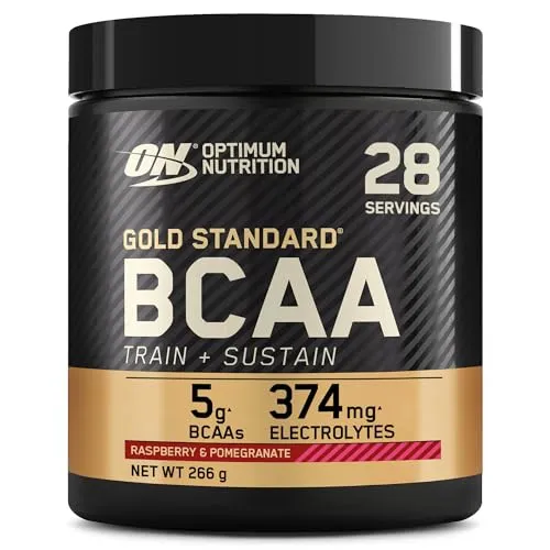 Optimum Nutrition Gold Standard BCAA Train + Sustain - Verzweigtkettige Aminosäuren (BCAA) zur Unterstützung des Immunsystems und Verringerung von Müdigkeit; erfrischender Himbeer-Granatapfel-Geschmack mit Elektrolyten und Vitaminen.