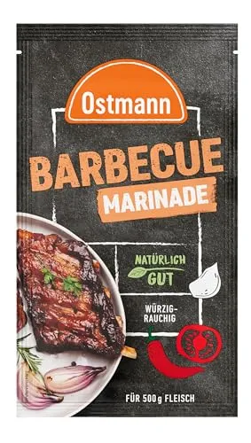 Ostmann Gewürze – Barbecue Marinade, 60 ml flüssige Grillmarinade für 500 g Fleisch - WÜRZIGER GENUSS: Diese flüssige Marinade verleiht Fleisch und Gemüse einen rauchigen Geschmack. Ideal zum Grillen oder Verfeinern von Gerichten. Ganz ohne Geschmacksverstärker und Palmöl – für ein authentisches Grillvergnügen!