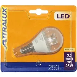 Attralux LED Leuchtmittel Tropfen 3,3W = 25W E14 klar Kugel warmweiß 2700K