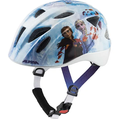 Alpina XIMO Disney Fahrradhelm - Sicherer & Leichter Helm mit LED-Licht für Kinder, Frozen II - Fahrradhelme mit exklusivem Disney Eiskönigin 2 Design, bruchfest und mit optimaler Belüftung für höchsten Tragekomfort.