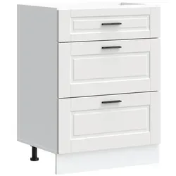 vidaXL Küchenunterschrank Porto Weiß Holzwerkstoff - Küchenunterschrank mit viel Stauraum, verstellbaren Füßen und pflegeleichter Oberfläche – ideal für eine organisierte Küche!