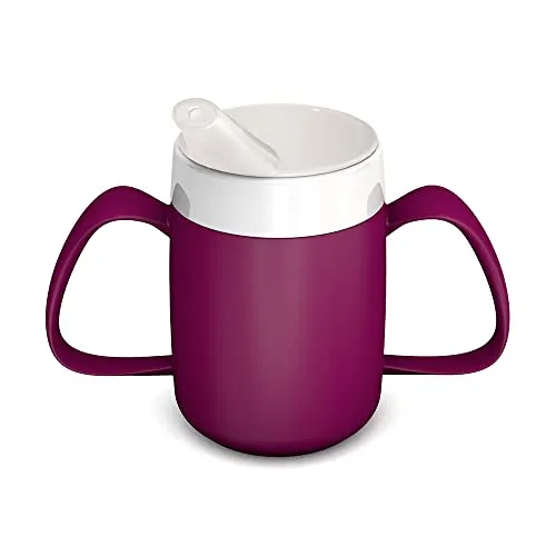 Ornamin Schnabelbecher mit Trink-Trick - Schnabeltassen für Senioren und Menschen mit Handicap - Der innovative Trinkaufsatz schützt vor Kleckern und erleichtert das Trinken, auch bei eingeschränkter Halsbewegung. Bruchstabil, BPA-frei und in leuchtenden Farben.