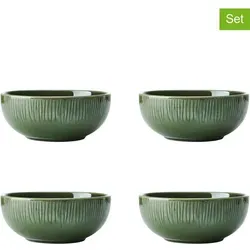 Mikasa 4er-Set Müslischalen in Grün - Ø 15 cm - Schalen & Schüsseln - 4 spülmaschinenfeste Müslischalen aus gemustertem Steingut, ideal für ein stilvolles Frühstück.
