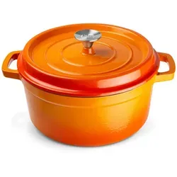 OTTIA Gusseisen Topf 26cm – 5 Liter mit eBook - Pfanne für alle Herdarten, ideal zum Braten, Kochen und Backen. Die 3-fach Emaille schützt und sorgt für optimale Wärmeverteilung. Inklusive eBook mit Rezepten und Pflegehinweisen.