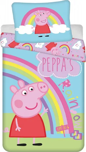Peppa Pig Rainbow Bettbezug 140 x 200 cm - 70 x 90 cm - Bettwäsche für Kinder, aus 100% Baumwolle für extra Weichheit und Komfort, mit fröhlichem Peppa Pig Motiv, ideal für süße Träume.