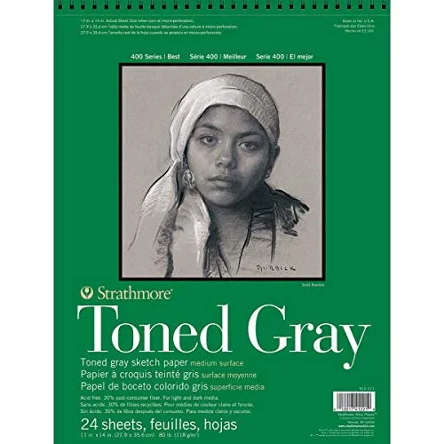 Strathmore Toned Gray Sketch Paper, 27,9 x 36,6 cm, 24 Blatt, 118 g/m²
