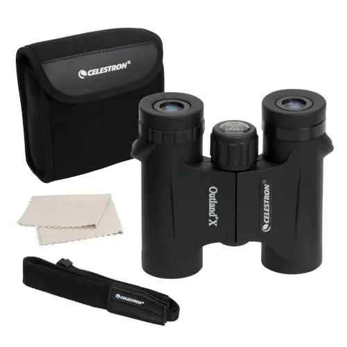 Celestron 71341 Outland X 10x25 Compact Roof Prism Binoculars, Black