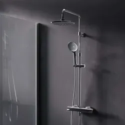 AM.PM Duschsystem Regendusche mit Thermostat 38°C - Brausegarnituren mit Everlast-Beschichtung für besondere Haltbarkeit und einem sicheren Verbrühschutz bei 38°C, ideal für entspannende Duscherlebnisse.