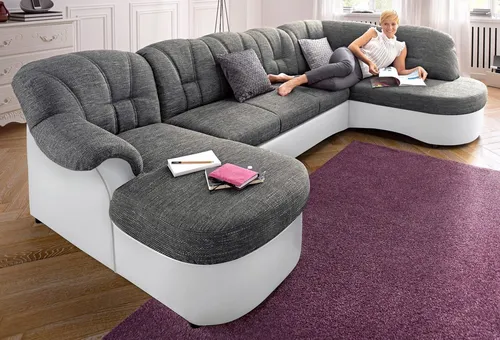 DOMO collection Wohnlandschaft FLORES 293x180x86 cm, hochwertig, komfortabel, U-Form, 3 Teile, wahlw. mit Bettfunktion, wahlw. mit Federkern, Unser Dauertiefpreis