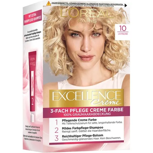 LOreal-Paris Haarfarbe-Collection Excellence-Creme3-Fach Pflege Creme Farbe 10 Lichtblond 1 Stk. (6,99 € / 1 Stk.)