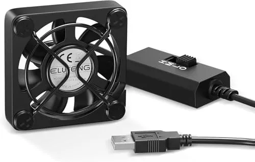 ELUTENG 40mm USB Lüfter 5V Mini mit 3 Geschwindigkeitsstufen - Kompakter Mini USB Ventilator mit 3 einstellbaren Geschwindigkeiten, ideal für die Kühlung von PC, Laptop und anderen Geräten. Robustes Design mit Metallgitter für zusätzlichen Schutz.