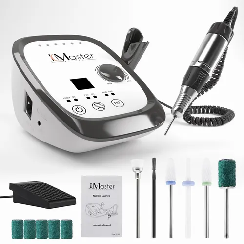 JCMaster Profi Nagelfräser, max. 35.000 U/Min - Elektrische Nagelfräser für Gelnägel und Acrylnägel, inkl. 6 Bits und Fußpedal, ideal für Zuhause und Nagelstudios. Ergonomisches Design mit LED-Bildschirm und Überlastungsschutz für sicheres Arbeiten.