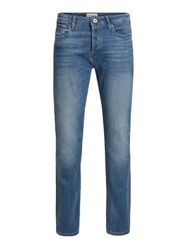 Jack & Jones Slim-fit-Jeans JJITIM JJORIGINAL AM 783 blau 34 - Modische Slim-fit-Jeans aus elastischem Denim, ideal für einen lässigen Look. Mit used Waschung und praktischen Taschen für Stil und Funktionalität.