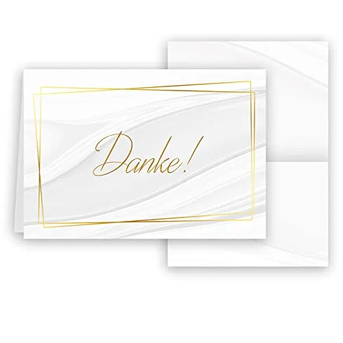 Dankeskarten weiß Set "Zeitlose Eleganz" mit Umschlägen Klappkarten Trauer 10
