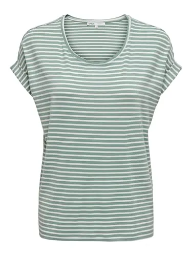ONLY Damen ONLMOSTER Stripe S/S O-Neck TOP JRS NOOS T-Shirt - Stylisches T-Shirt für Damen in Streifenoptik, aus weichem und elastischem Material für perfekten Tragekomfort. Ideal für Freizeit und Alltag.