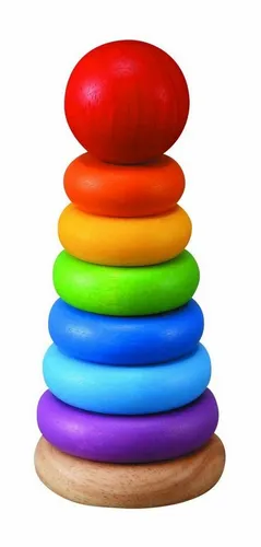 Plantoys Stapelspielzeug Stapelturm Ringe - Stapelspielzeug für Kinder ab 18 Monaten, fördert Farben- und Größenverständnis. Der elastische Turm sorgt für sicheres Spielen und ist umweltfreundlich aus nachhaltigem Holz gefertigt.