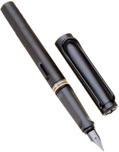 Lamy Safari Füllfederhalter Anthrazit - Mittlere Feder, stilvoller Schreibgenuss mit blauer Tintenpatrone