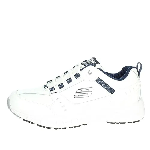 Skechers Oak Canyon Redwick Herren Trainer - White Leather Synthetic Textile Navy Trim, 42 EU - Herren-Sneaker mit glattem Leder, ideal für stilvolle Freizeitlooks und optimalen Tragekomfort.