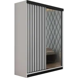 Kier Furniture Schiebetürenschrank in Weiß - Moderner Kleiderschrank aus hochwertigem Holzwerkstoff mit robustem Schiebetürsystem, ideal für Schlafzimmer und platzsparend.