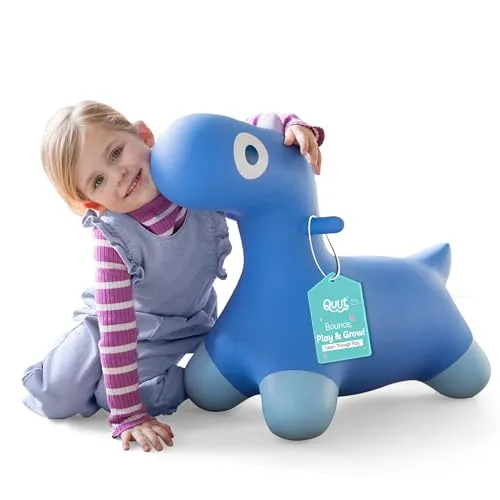 Quut Hoppi Dino Springen – aufblasbares Springspielzeug für drinnen und draußen - Gesellschaftsspielzeug für Kinder ab 18 Monaten, fördert Kreativität, Gleichgewicht und Koordination – inkl. Pumpe für sofortigen Spielspaß!