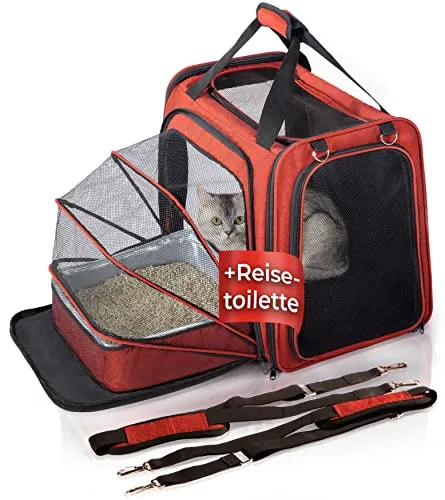 YOU DECIDE MUNICH Katzentransportbox mit Katzenklo – Faltbare Tragetasche für große Katzen - Praktische Katzentransportbox mit integrierter Toilette für stressfreies Reisen. Ideal für große Katzen, bietet viel Platz und ist leicht zu transportieren. Genießen Sie gemeinsame Ausflüge mit Ihrem Stubentiger!