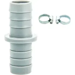 Tecuro Verbindungssatz für Ablaufschläuche Ø 21-24 mm - Zuverlässiger Verbindungssatz für Ablaufschläuche von Wasch- und Spülmaschinen. Passend für Ø 21-24 mm, inklusive 2 Schlauchschellen für eine sichere und stabile Verbindung.