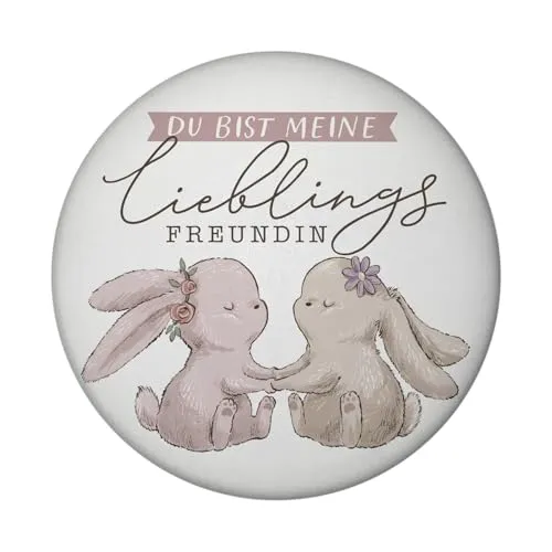 Hasen Magnet rund rund mit Spruch Du bist Meine Lieblingsfreundin Schwesterherz Freundin Pastell Kaninchen Freundschaftsgeschenk Geburtstag