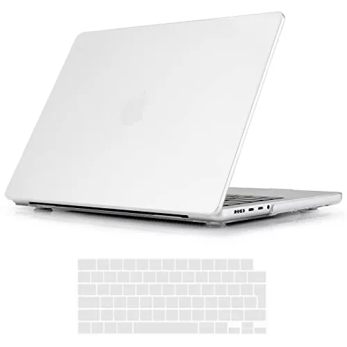 iNeseon Hülle Kompatibel mit 2021-2024 MacBook Pro 14 Zoll M4 M3 M2 M1 Pro/Max A3112 A3185 A3401 A2918 A2992 A2779 A2442, Plastik Hartschale Schutzhülle Case und Tastaturschutz, Mattiert Klar