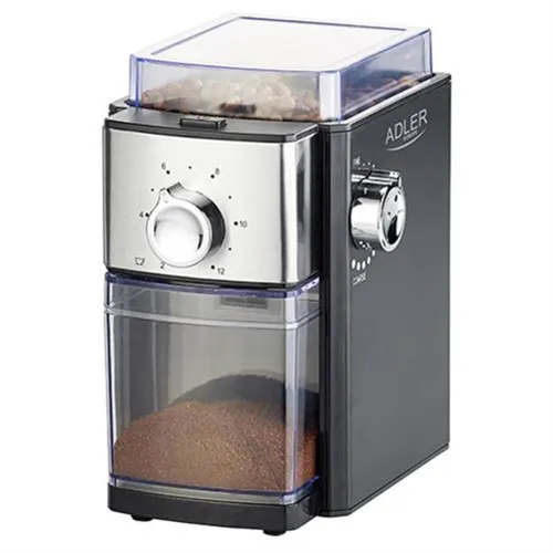 Adler Burr Kaffeemühle AD 4448 - Elektrische Kaffeemühle in Schwarz - Kaffeemühle mit 250 g Kapazität für frisch gemahlenen Kaffee, ideal für Kaffeeliebhaber und perfekt für die Zubereitung von aromatischem Kaffee.