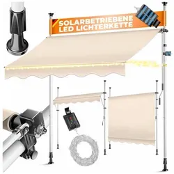 KESSER® Klemmmarkise mit Handkurbel & LED Lichterkette - Markise für Balkon, Terrasse & Garten, UV-beständig und wasserabweisend, schnell montierbar ohne Bohren, mit stimmungsvoller LED-Beleuchtung für gemütliche Abende.