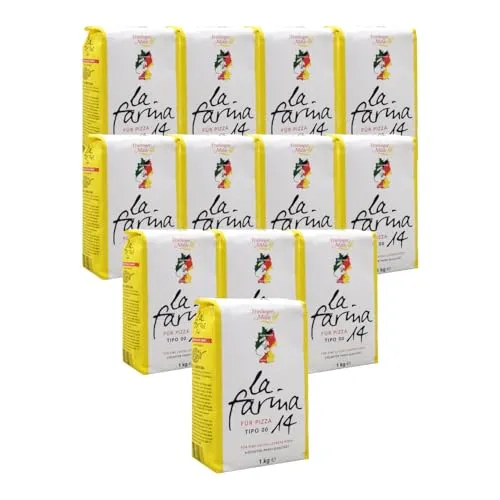 BIELMEIER KÜCHENMEISTER Pizzamehl 14% Protein Tipo 00 - 12 x 1kg - Hochwertiges Pizzamehl mit 14% Protein für perfekte Teigkonsistenz. Ideal für die Zubereitung von Pizza und anderen Teigwaren. Praktische 12er-Packung für den regelmäßigen Gebrauch.