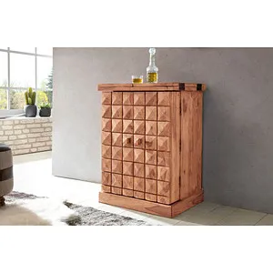 Wohnling Barschrank WL1.736 - Ausklappbare Hausbar aus Akazienholz - Barschränke aus massivem Akazienholz, modern im Design und platzsparend durch ausklappbare Funktion, perfekt für stilvolle Home Bars.