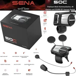 Sena 50C Headset mit 4K-Kamera - Motorrad Kommunikation mit SOUND BY Harman Kardon, integrierter 4K-Kamera und Mesh Intercom™ Technology für erstklassige Audioqualität und nahtlose Verbindung.