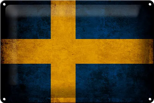 Blechschild Flagge 30x20 cm Schweden Fahne Metall Deko Schild tin sign