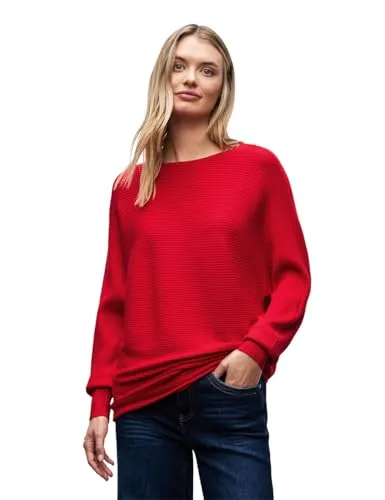 Street One Damen Dolman Pullover - Modischer Damenpullover mit U-Boot-Ausschnitt und langen Ärmeln. Die feine Struktur sorgt für einen angenehmen Tragekomfort – perfekt für jeden Tag.