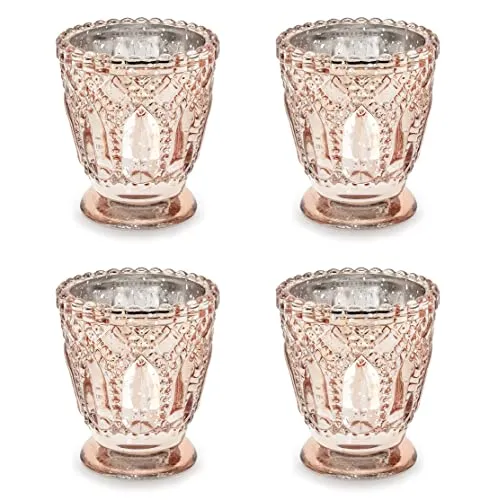 PartyDeco Rose Gold Kerzenstand 8cm 4 Stück. Dekoration Tischdekoration Hochzeit Hausdekoration Homedecor