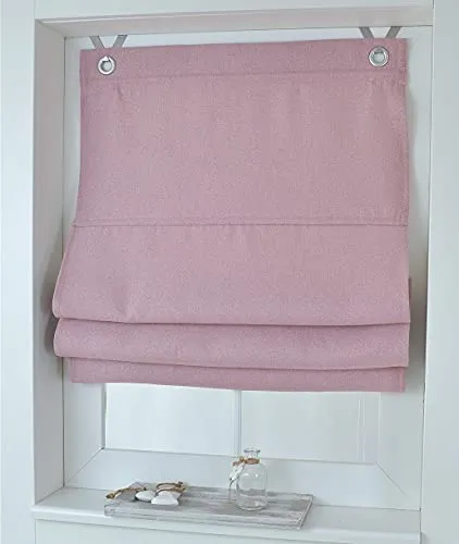Raffrollo Ösenrollo Dimout Rose 80x130 cm - Blickdichtes Raffrollo mit 95% Lichtdimmer, ideal für gemütliche Schlafzimmer und Kinderzimmer. Einfache Montage ohne Bohren, pflegeleichte Qualität aus 100% Polyester.