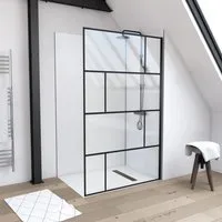 MARWELL Duschwand 120 x 195 cm - Moderne Glas-Trennwand mit barrierefreiem Design - Duschwände, elegante und funktionale Duschabtrennung aus Einscheibensicherheitsglas mit matt schwarzen Profilen, ideal für bodengleiche Duschen und einfache Montage.