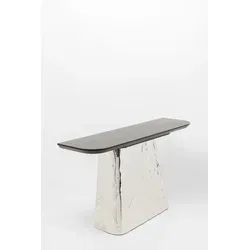 Kare Design Konsolentisch Caldera aus Edelstahl und Holz - Eleganter Konsolentisch für den Innenbereich, mit stabiler Edelstahlbasis und stilvoller Esche-Furnierplatte. Ideal für moderne Wohnräume und als praktischer Ablageort.