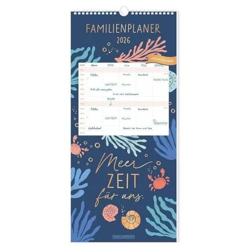 Familienplaner 2026 Meer Zeit für uns - Familienplaner für 2026 mit inspirierenden Meer-Motiven, perfekt zur Organisation von Familienaktivitäten und zur Förderung des gemeinsamen Zeitmanagements.