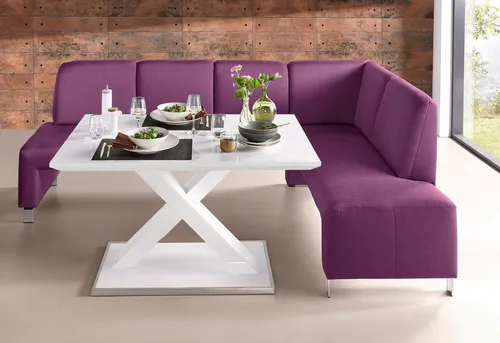 exxpo - sofa fashion Eckbank Intenso, viele Bezugsstoffe Cord, Struktur 243/158 cm (B/T), hohe Bodenfreiheit, frei im Raum stellbar, hoher Sitzkomfort