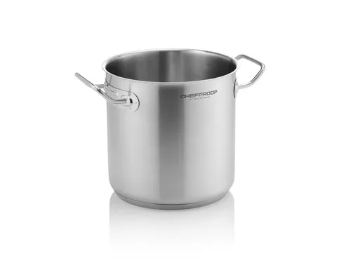 Suppentopf CHEFPROOF, Ø 20 cm, 6 ltr. aus Chromnickelstahl - Der CHEFPROOF Suppentopf ist ideal für den professionellen Einsatz in Gastronomie und Hotellerie. Mit geschweißten Kaltgriffen und einem Kapselboden bietet er höchste Qualität und optimale Wärmespeicherung.