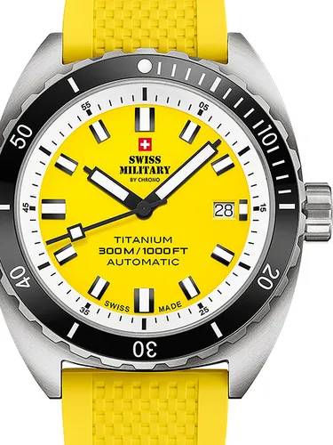 Swiss Military by Chrono Herren Uhr SMA34100.11 - Armbanduhr für Herren mit Titan-Gehäuse, 300m wasserdicht und Schweizer Automatikwerk. Perfekt für Taucher und Outdoor-Enthusiasten.
