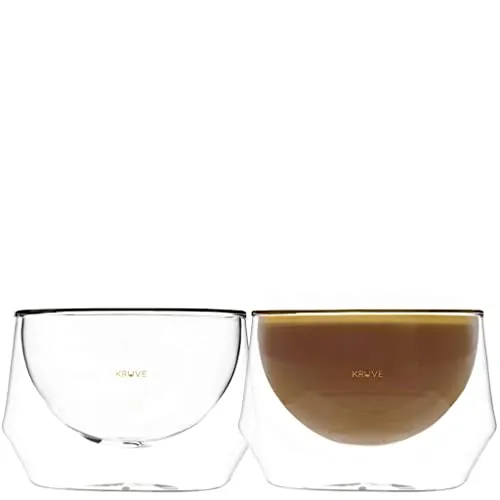 KRUVE IMAGINE Kaffeetassen - Handgefertigte Doppelwandtassen (Set aus zwei) - Kaffee- & Teegläser, ideal für Latte Art und Espresso, aus langlebigem Borosilikatglas, das thermischen Schock widersteht und für perfekten Genuss sorgt.
