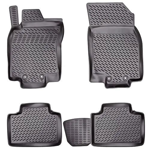 Design 3D Gummimatten Set für Nissan X-Trail (T32) - Fußmatten mit perfekter Passform für Nissan X-Trail (T32), extra hoher Rand schützt vor Schmutz und Flüssigkeiten, langlebig und pflegeleicht aus hochwertigem TPE-Material.